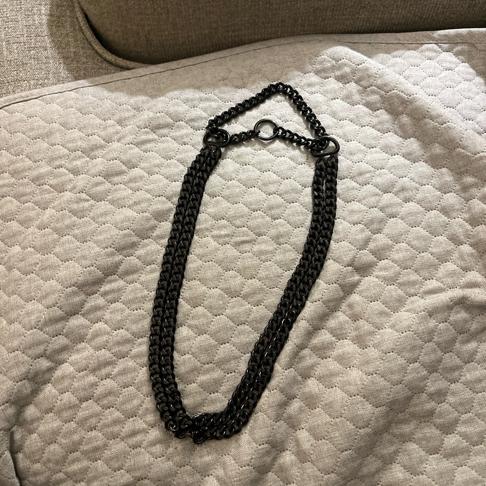 Black metal double chain necklace